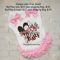 Sample Sale - Small Love smooches hugs & kisses t shirt with ruffles or ruffles & bows