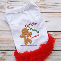  Official Cookie Tester Gingerbread t shirt with or without bows or ruffles - EMBROIDERY