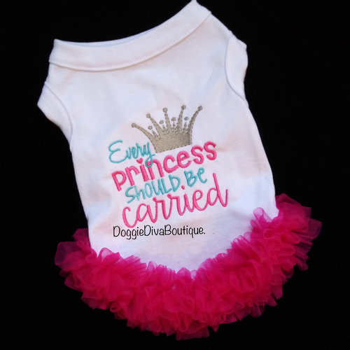 Every Princess should be Carried t shirt with or without ruffles or bows - Hot Pink EMBROIDERY
