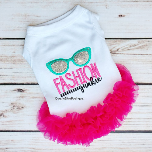 Fashion Junkie t shirt with or without ruffles or bows - EMBROIDERY