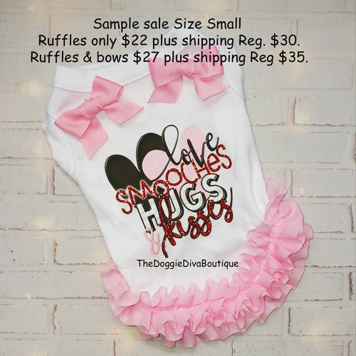Sample Sale - Small Love smooches hugs & kisses t shirt with ruffles or ruffles & bows