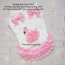 Sample Sale - Small Pink Swan t shirt with ruffles or ruffles & bows