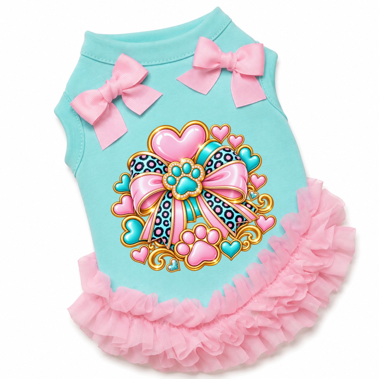 Girl graphic dog T-shirts with optional ruffles and bows