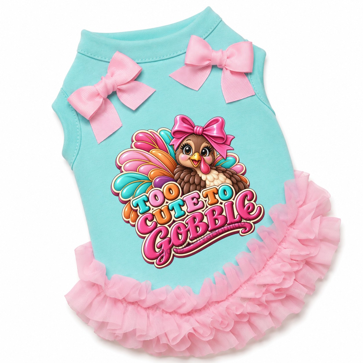 Girl dog graphic T-shirts with optional ruffles and bows
