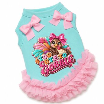 Too Cute to Gobble Turkey Dog Shirt – Graphic T-Shirt for Girl Dogs