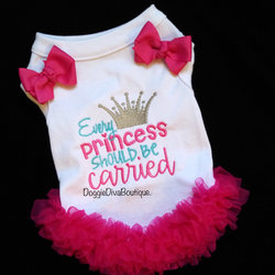 Every Princess should be Carried t shirt with or without ruffles or bows - Hot Pink EMBROIDERY