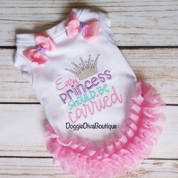 Every Princess should be Carried t shirt with or without ruffles or bows - Pink EMBROIDERY