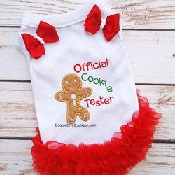  Official Cookie Tester Gingerbread t shirt with or without bows or ruffles - EMBROIDERY